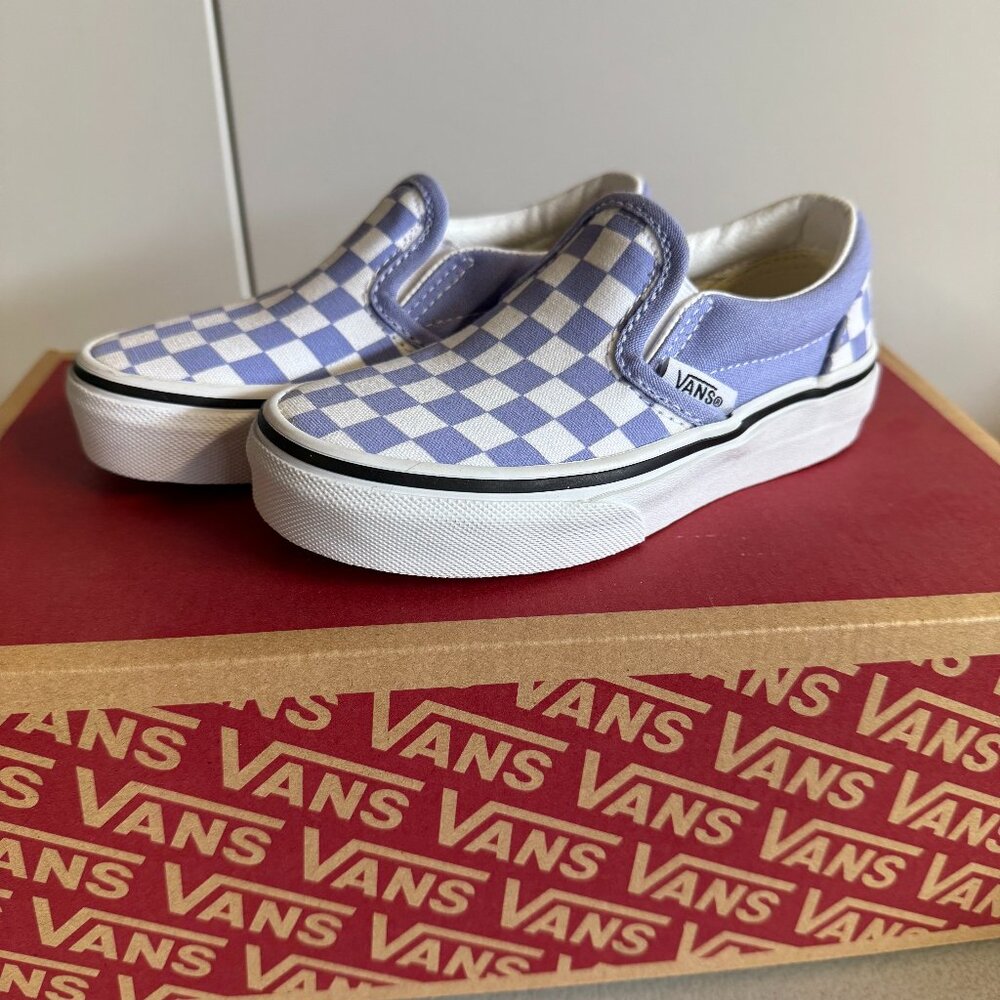 NEW! Vans Classic Slip-On - Kids Size 10.5 - Light Blue Checkered